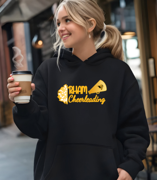 RHAM Cheerleading Adult Gildan Heavy 50/50 Blend Hooded Sweatshirt- Custom Personalization!