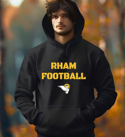 RHAM Football Adult Gildan Heavy 50/50 Blend Hooded Sweatshirt- Custom Personalization!
