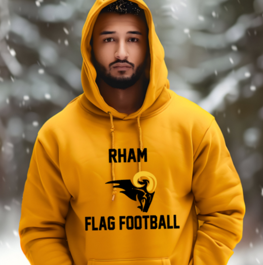 RHAM Flag Football Adult Gildan Heavy 50/50 Blend Hooded Sweatshirt- Custom Personalization!