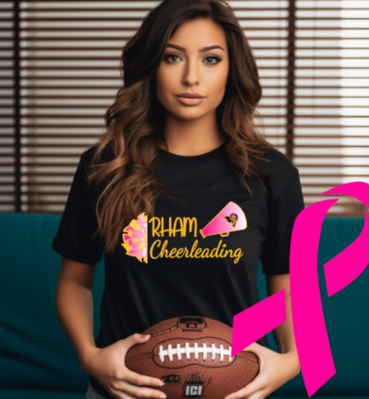 RHAM Cheerleading Limited Edition Pink Bella+Canvas Brand Short Sleeve Women's Cut Tshirt- Custom Personalization!