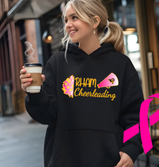 RHAM Cheerleading Limited Edition Pink - Adult Gildan Heavy 50/50 Blend Hooded Sweatshirt- Custom Personalization!