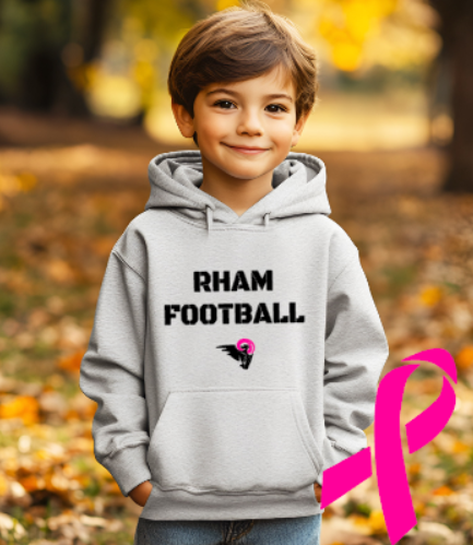 RHAM YOUTH Football Limited Edition PinkGildan Heavy 50/50 Blend Hooded Sweatshirt- Custom Personalization!