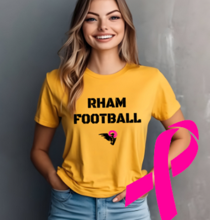 RHAM Football Limited Edition Pink Bella+Canvas Brand Short Sleeve Women's Cut Tshirt- Custom Personalization!