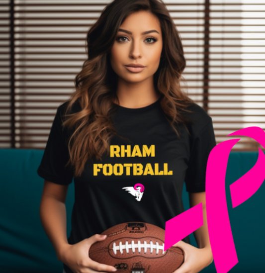 RHAM Football Limited Edition Pink Bella+Canvas Brand Short Sleeve Women's Cut Tshirt- Custom Personalization!