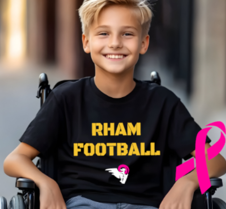 RHAM YOUTH FOOTBALL Limited Edition Pink Cheerleading Gildan Heavy Tshirt - Custom Personalization!