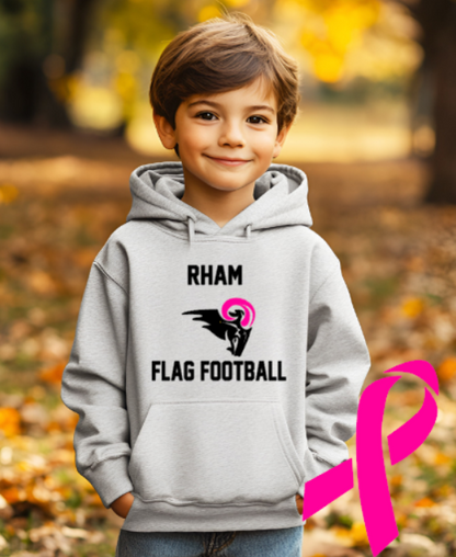 RHAM YOUTH Flag FootballLimited Edition Pink - Gildan Heavy 50/50 Blend Hooded Sweatshirt- Custom Personalization!
