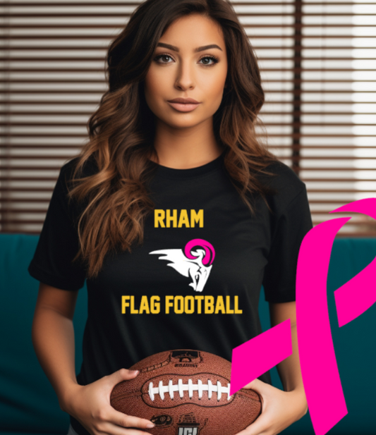 RHAM Flag Football Limited Edition Pink Bella+Canvas Brand Short Sleeve Women's Cut Tshirt- Custom Personalization!