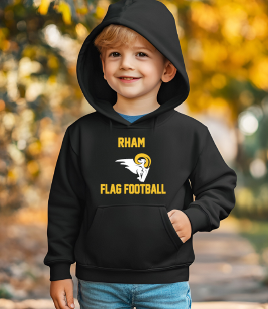 RHAM YOUTH Flag Football - Gildan Heavy 50/50 Blend Hooded Sweatshirt- Custom Personalization!