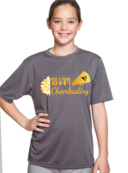RHAM Cheerleading Gildan A4 YOUTH Poly Cooling Performance Short Sleeve Tshirt- Custom Personalization!