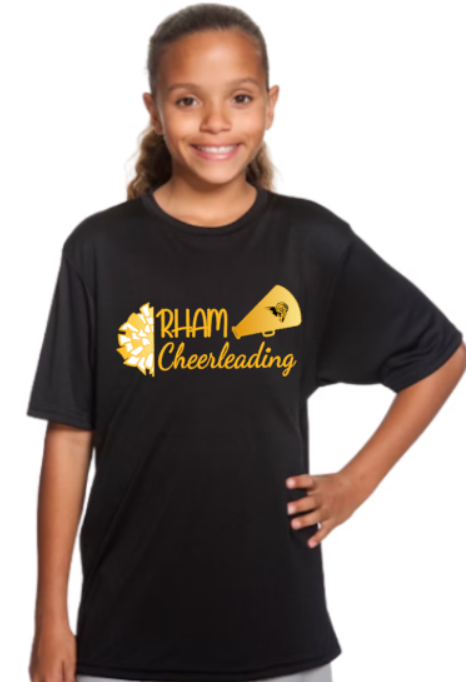 RHAM Cheerleading Gildan A4 YOUTH Poly Cooling Performance Short Sleeve Tshirt- Custom Personalization!