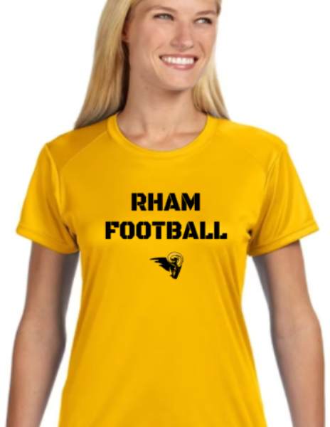 RHAM  Football Gildan A4 Womens Cut Poly Cooling Performance Short Sleeve Tshirt- Custom Personalization!