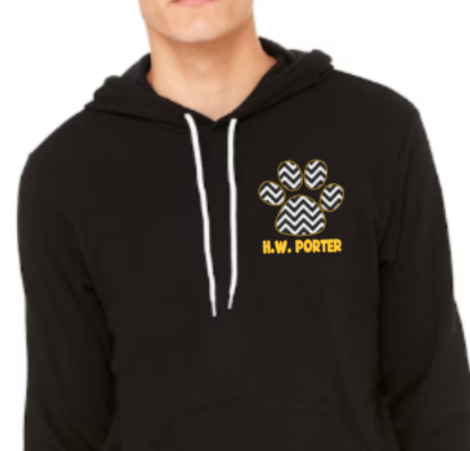 H.W. Porter Chevron Logo Bella+Canvas Sponge Fleece Adult Hooded Sweatshirt- Custom Personalization!