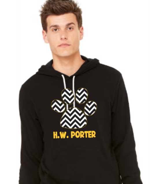 H.W. Porter Chevron Logo Bella+Canvas Sponge Fleece Adult Hooded Sweatshirt- Custom Personalization!