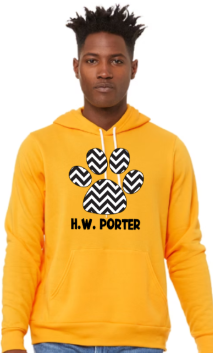 H.W. Porter Chevron Logo Bella+Canvas Sponge Fleece Adult Hooded Sweatshirt- Custom Personalization!