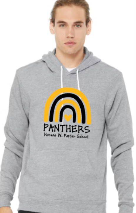 H.W. Porter Rainbow Logo Bella+Canvas Sponge Fleece Adult Hooded Sweatshirt- Custom Personalization!