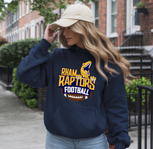 RHAM Raptors  - Adult Gildan Heavy 50/50 Blend Hooded Sweatshirt- Custom Personalization!