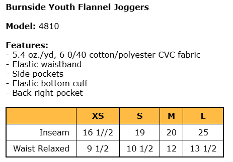 H.W. Porter Burnside Youth /Adult Flannel Pants - Customize Yours Today! LIMITED SIZES