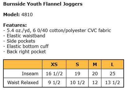 H.W. Porter Burnside Youth /Adult Flannel Pants - Customize Yours Today! LIMITED SIZES