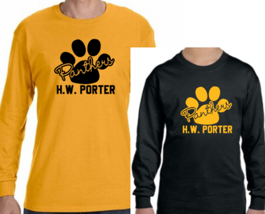 H.W. Porter Long Sleeve youth/adult Tee Cursive Logo - Customize yours today!