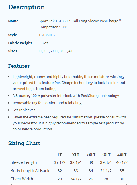 CLLL Tall Short or Long Sleeve PosiCharge ® Competitor™ Tee