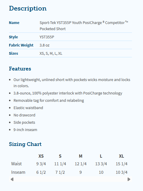 CLLL Youth and Unisex Adult PosiCharge ® Competitor ™ Pocketed Short 7-9"