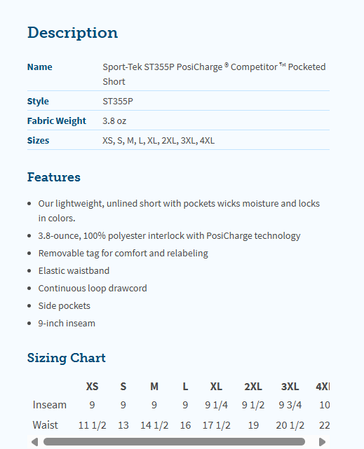 CLLL Youth and Unisex Adult PosiCharge ® Competitor ™ Pocketed Short 7-9"