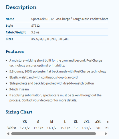 CLLL Youth and Unisex Adult PosiCharge Mesh Short 5-9"