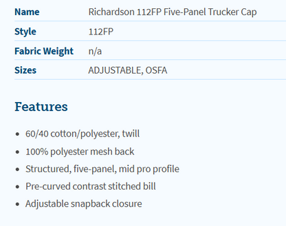 CLLL Customizable Richardson Five-Panel Trucker Cap