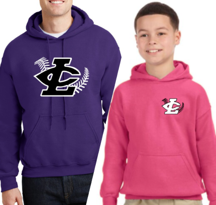 CLLL Pink/Purple Customizable Adult/Youth Gildan Heavy 50/50 Blend Hooded Sweatshirt (or upgrade to Softstyle)
