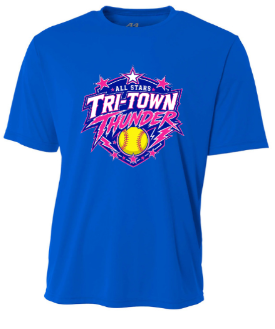 Tri Town Thunder Customizable Tees A4Sport Wicking - Youth, Adult and Women's Cut