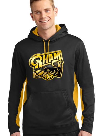 RYFC RHAM RAM Football Adult Customizable Poly Sport Tek Color Block Football Hoodie