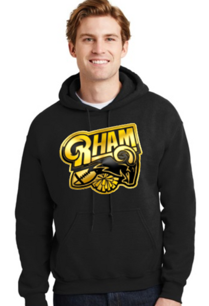 RYFC New! RHAM RAM Customizable Gildan Adult and Youth Hooded Sweatshirt (or upgrade to softstyle)