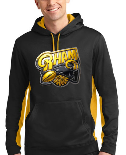 RYFC RHAM RAM Football Adult Customizable Poly Sport Tek Color Block Football Hoodie