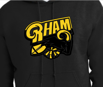 RYFC New! RHAM RAM Customizable Gildan Adult and Youth Hooded Sweatshirt (or upgrade to softstyle)