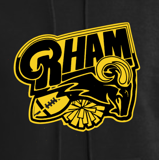 RYFC New! RHAM RAM Customizable Gildan Adult and Youth Hooded Sweatshirt (or upgrade to softstyle)