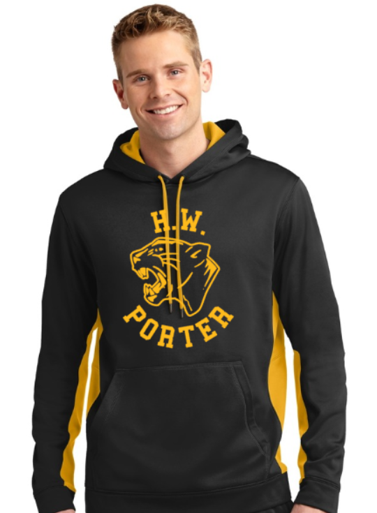 H.W. Porter PANTHER Adult Customizable Poly Sport Tek Color Block Hoodie
