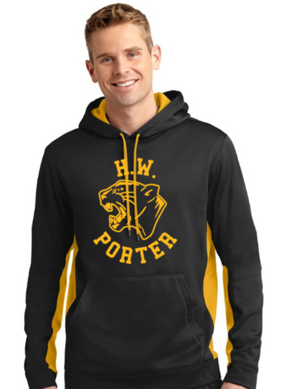 H.W. Porter PANTHER Adult Customizable Poly Sport Tek Color Block Hoodie