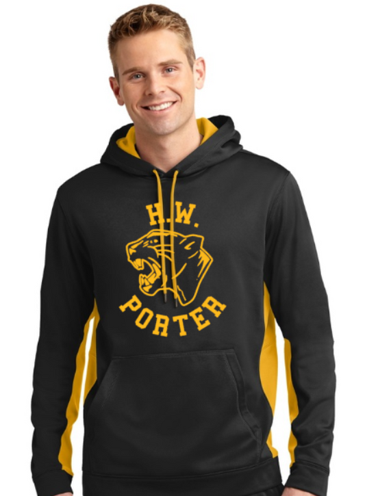 H.W. Porter PANTHER Adult Customizable Poly Sport Tek Color Block Hoodie