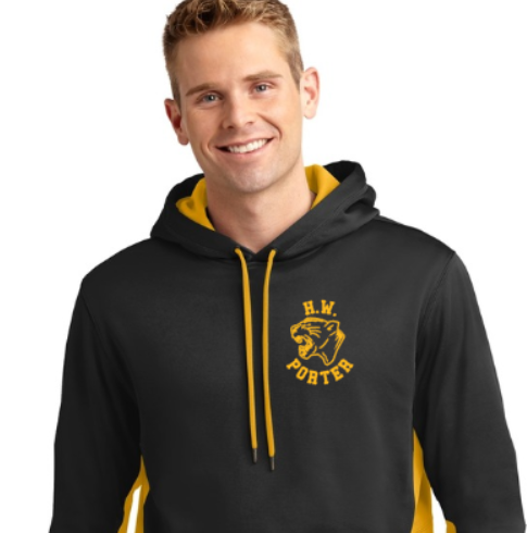 H.W. Porter PANTHER Adult Customizable Poly Sport Tek Color Block Hoodie