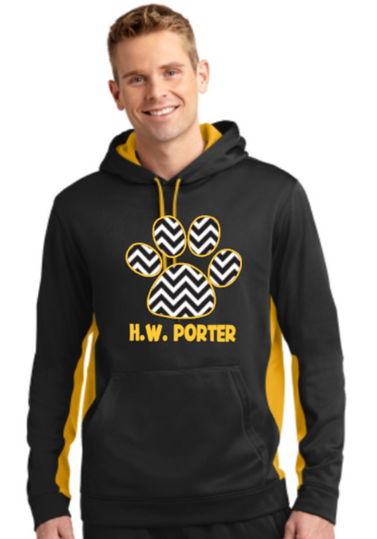 H.W. Porter CHEVRON Adult Customizable Poly Sport Tek Color Block Hoodie