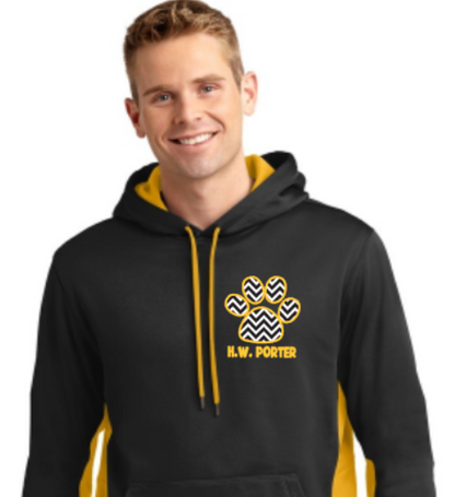 H.W. Porter CHEVRON Adult Customizable Poly Sport Tek Color Block Hoodie