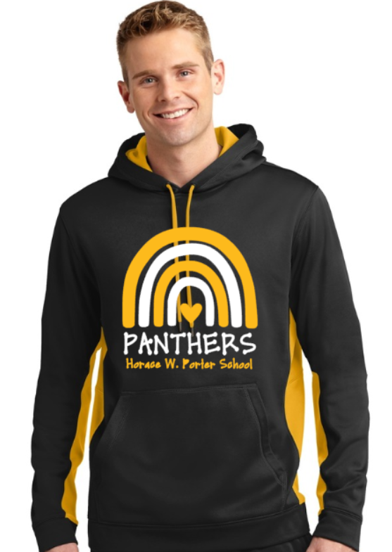 H.W. Porter RAINBOW Adult Customizable Poly Sport Tek Color Block Hoodie