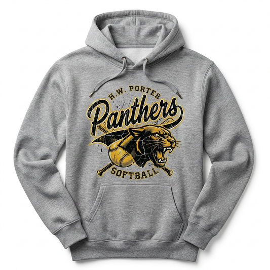 H.W. Porter Grunge SOFTBALL Adult Gildan Heavy 50/50 Blend Hooded Sweatshirt- Custom Personalization!