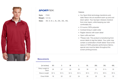 CLLL Adult Sport Tek Sport-Wick Fleece 1/4-Zip Pullover