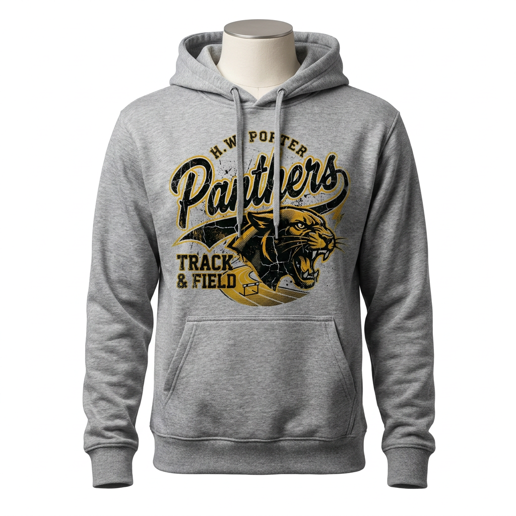 H.W. Porter Grunge TRACK & FIELD Adult Gildan Heavy 50/50 Blend Hooded Sweatshirt- Custom Personalization!