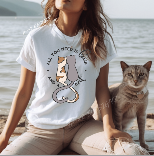 All You Need is Love and a Cat Adult Tshirt