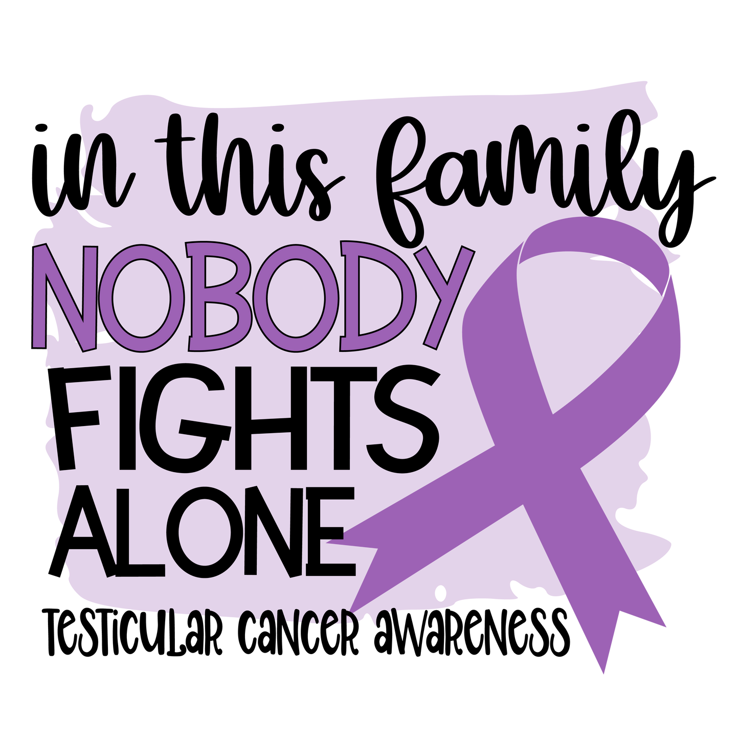 Nobody Fights Alone Testicular Purple Ribbon  Youth and Adult Sizes