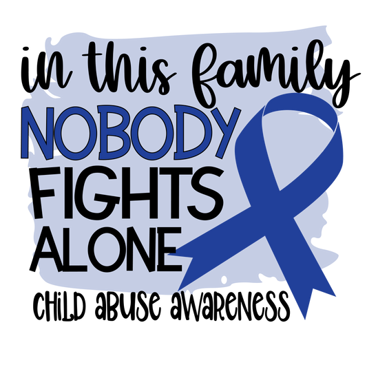 Nobody Fights Alone Child Abuse Blue Ribbon  Youth and Adult Sizes