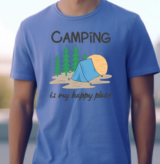 Camping is my Happy Place Adult Tshirt