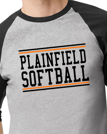 Plainfield Softball 3/4 tee - Customize yours now!